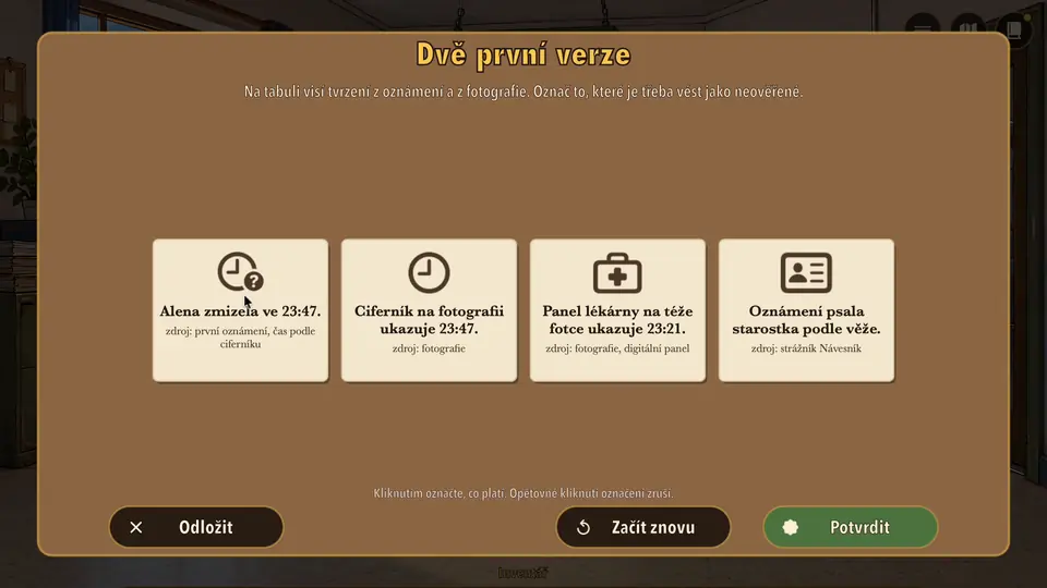 Hádanka: skládání první dedukce