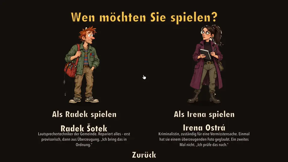 Figurenwahl: Radek Šotek und Irena Ostrá