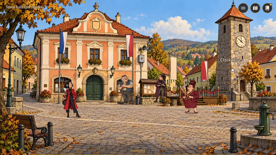 The town hall and the square by day