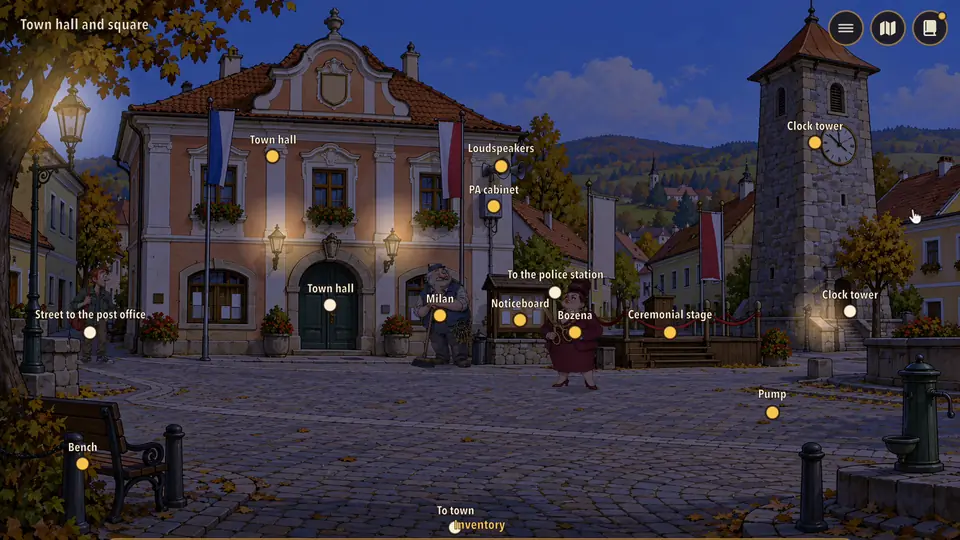 The square and the clock tower at night